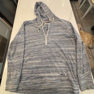 johnnie-O Heathered Laguna Blue Striped Half-Zip Hoodie size L